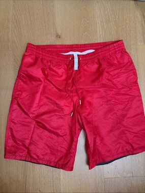 Men's Red Swim Trunks with Drawstring Waist,laperla .